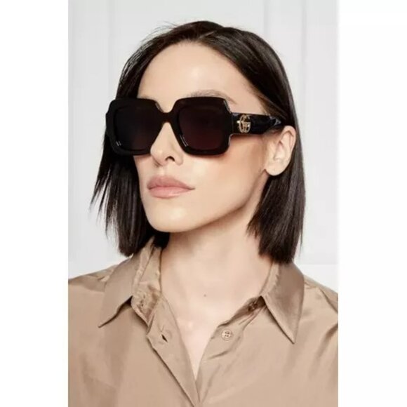 Gucci GG1547S 001 BRAND NEW Sunglasses Black Grey Women Square main image 5